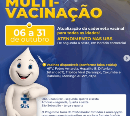 PMV reforça Multivacinação com unidades abertas sábado (18)