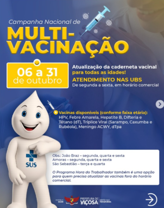PMV reforça Multivacinação com unidades abertas sábado (18)