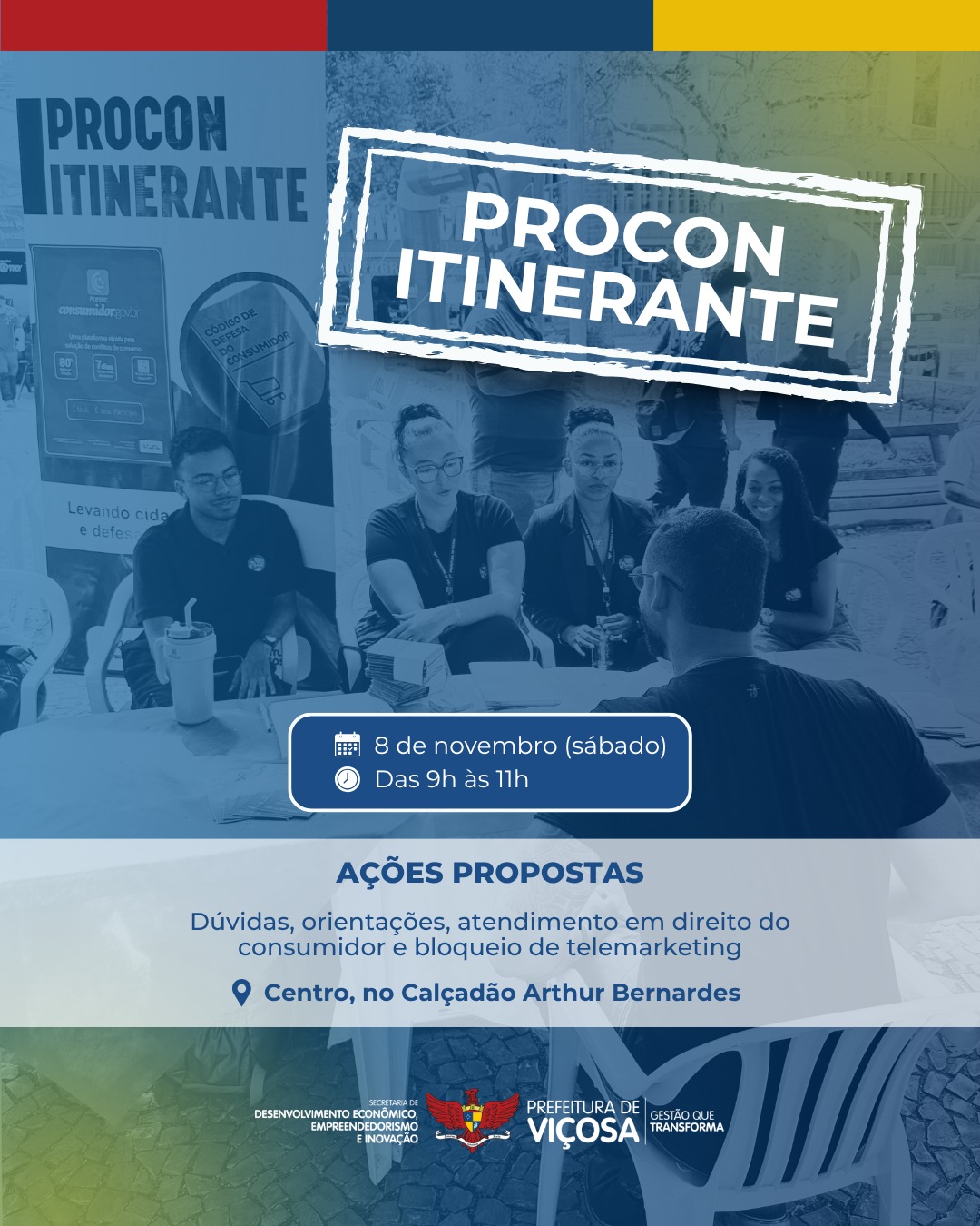 Procon Viçosa realiza ação educativa sobre direitos do consumidor no calçadão