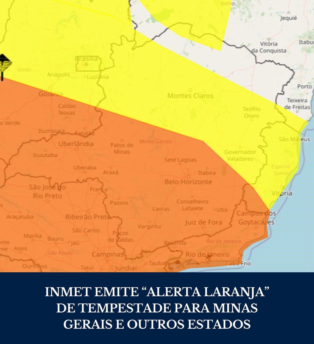 INMET emite alerta laranja para tempestades em Minas Gerais e outros oito estados