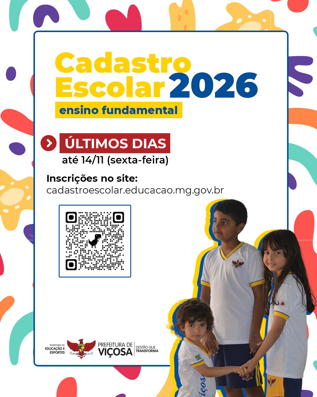 Últimos dias para cadastramento escolar em Viçosa