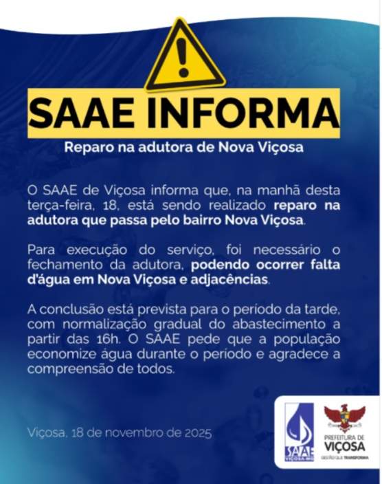 Reparo em adutora afeta abastecimento de água em Nova Viçosa