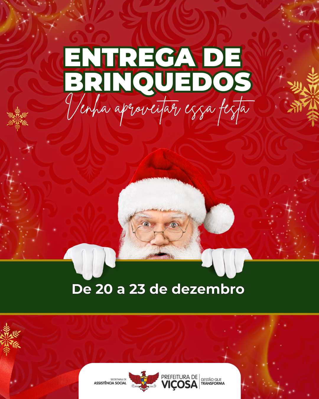 Prefeitura de Viçosa distribui presentes de Natal em bairros e comunidades