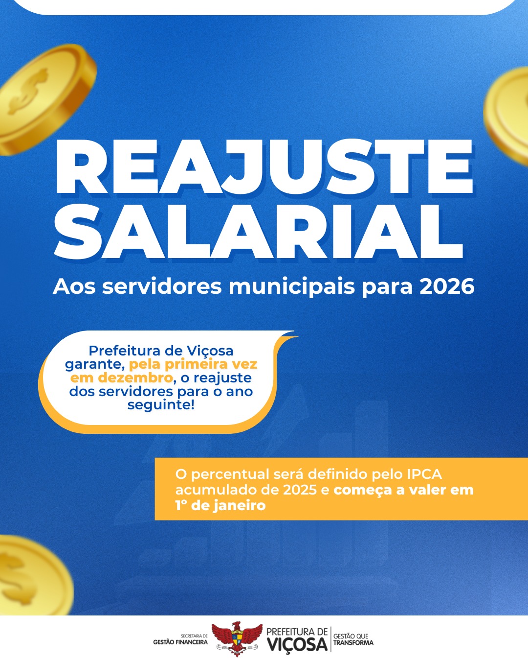 Viçosa aprova reajuste anual dos servidores municipais a partir de 2026