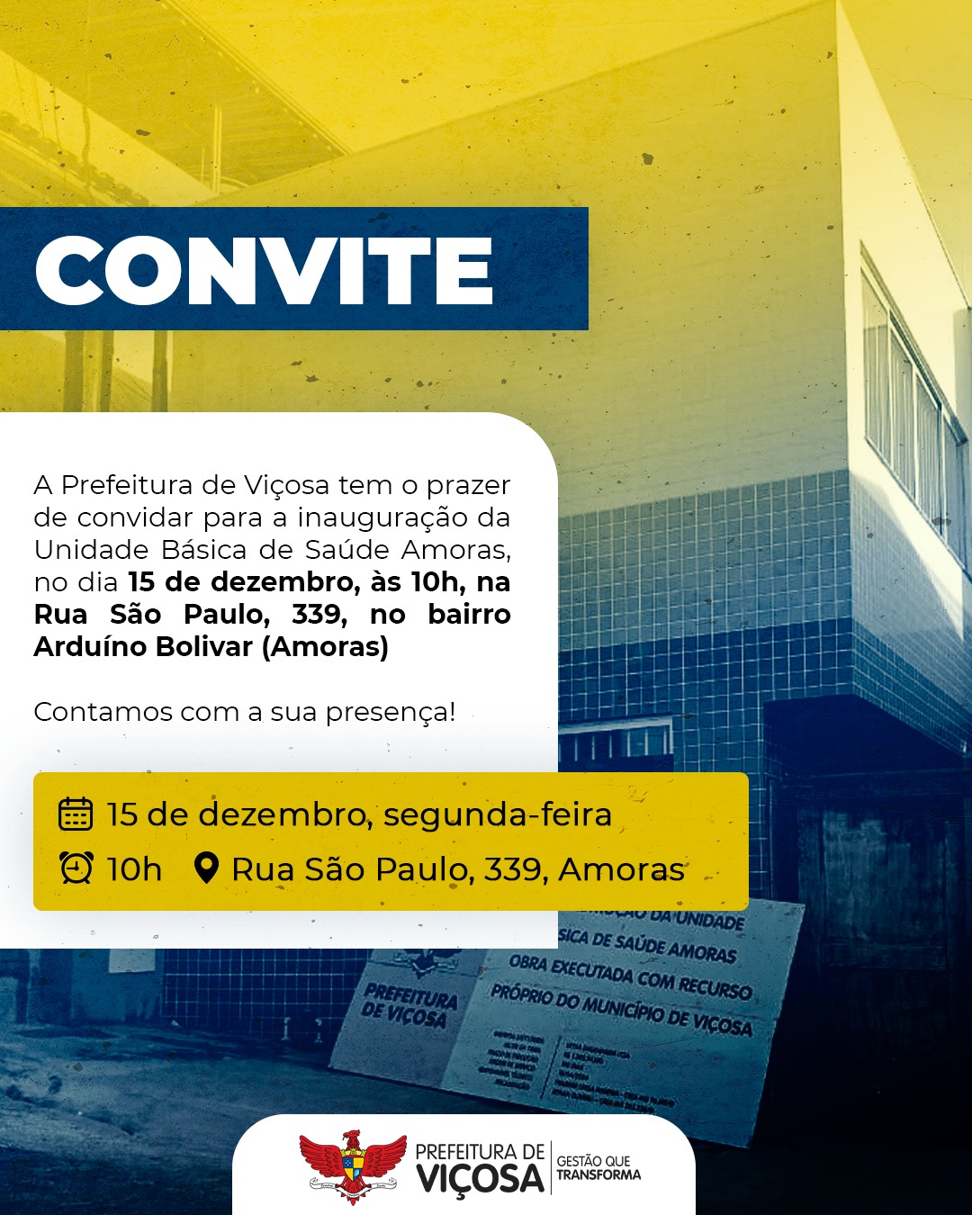 Unidade Básica de Saúde do Amoras será inaugurada na segunda (15)