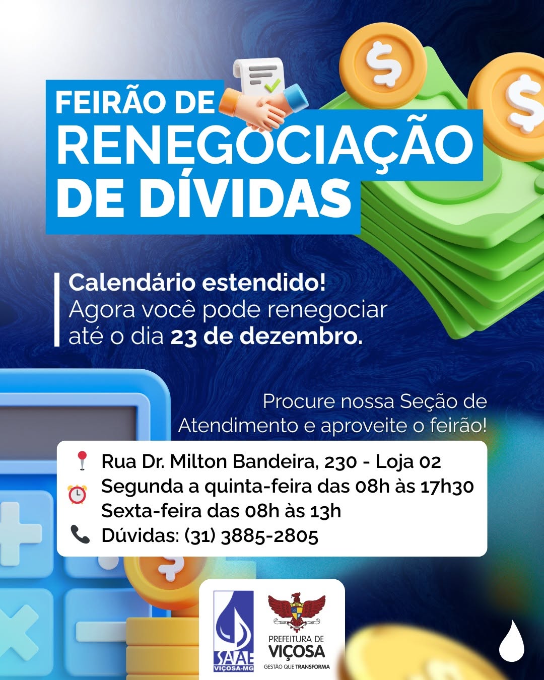 SAAE prorroga “Feirão de Renegociação de Dívidas” até 23 de dezembro