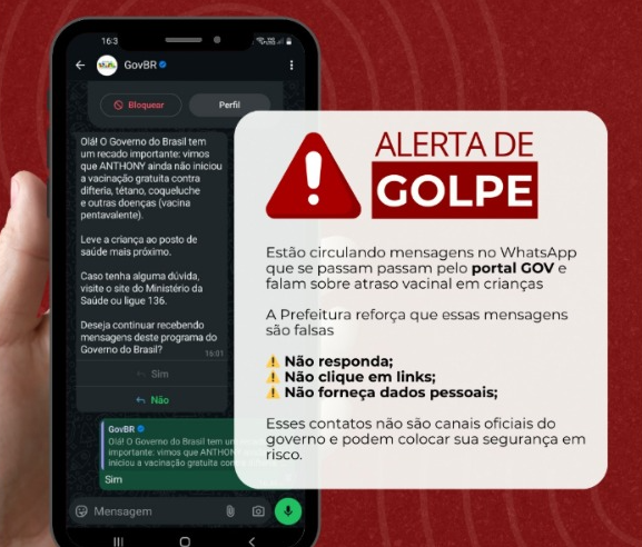 PMV alerta população sobre golpes no WhatsApp envolvendo vacinação infantil