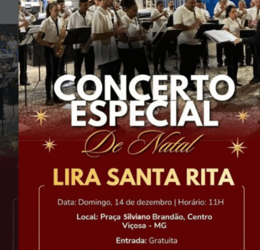 Lira Santa Rita realiza concerto Especial de Natal na Praça Central, em Viçosa