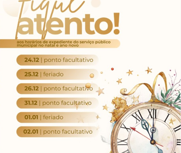 PMV divulga expediente do serviço público no período de festas