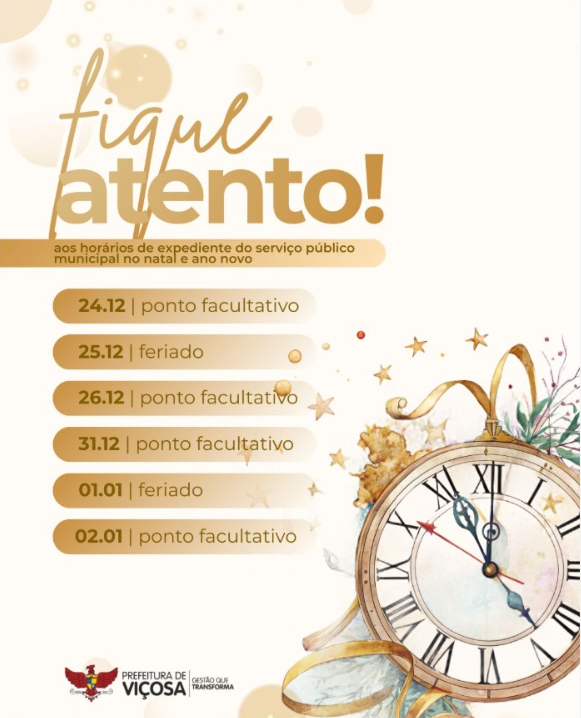 PMV divulga expediente do serviço público no período de festas
