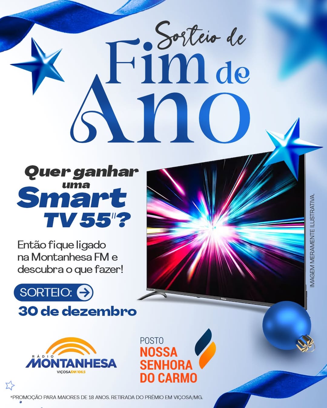 Sorteio de Smart TV marca ação de fim de ano da Montanhesa FM e Posto Nossa Senhora do Carmo