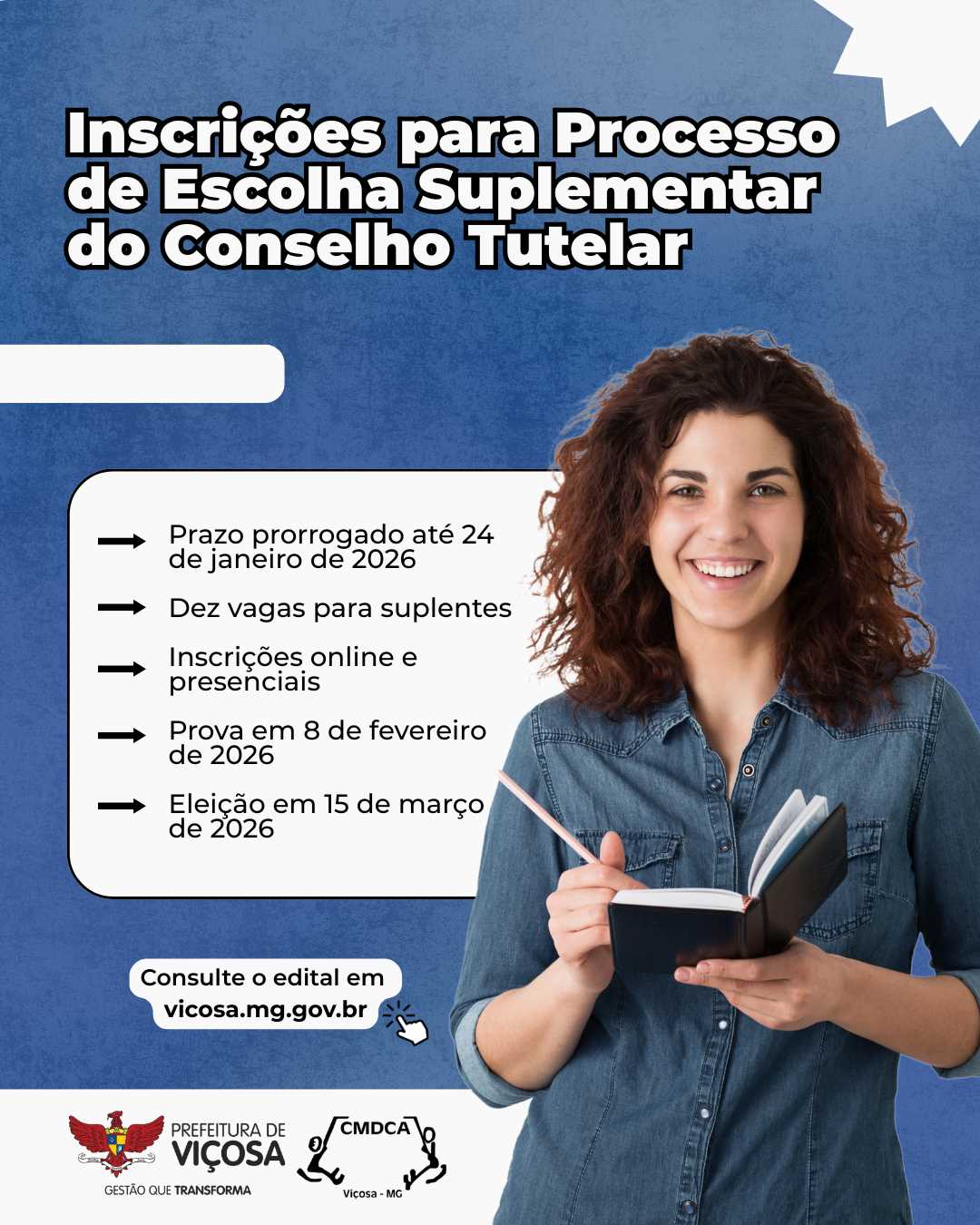 CMDCA prorroga inscrições para escolha suplementar do Conselho Tutelar em Viçosa