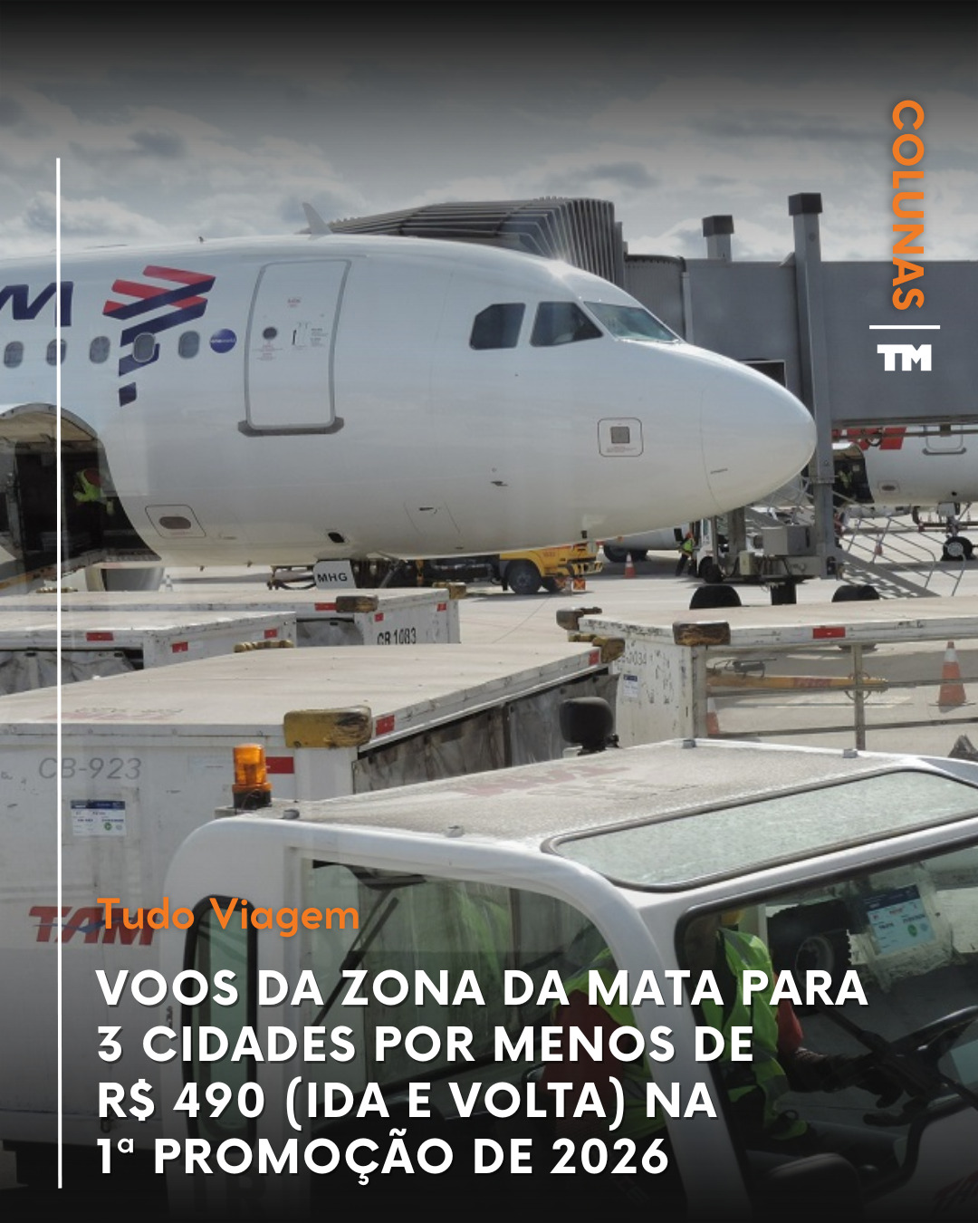 Promoção aérea de 2026 oferece voos da Zona da Mata por valores abaixo de R$ 490