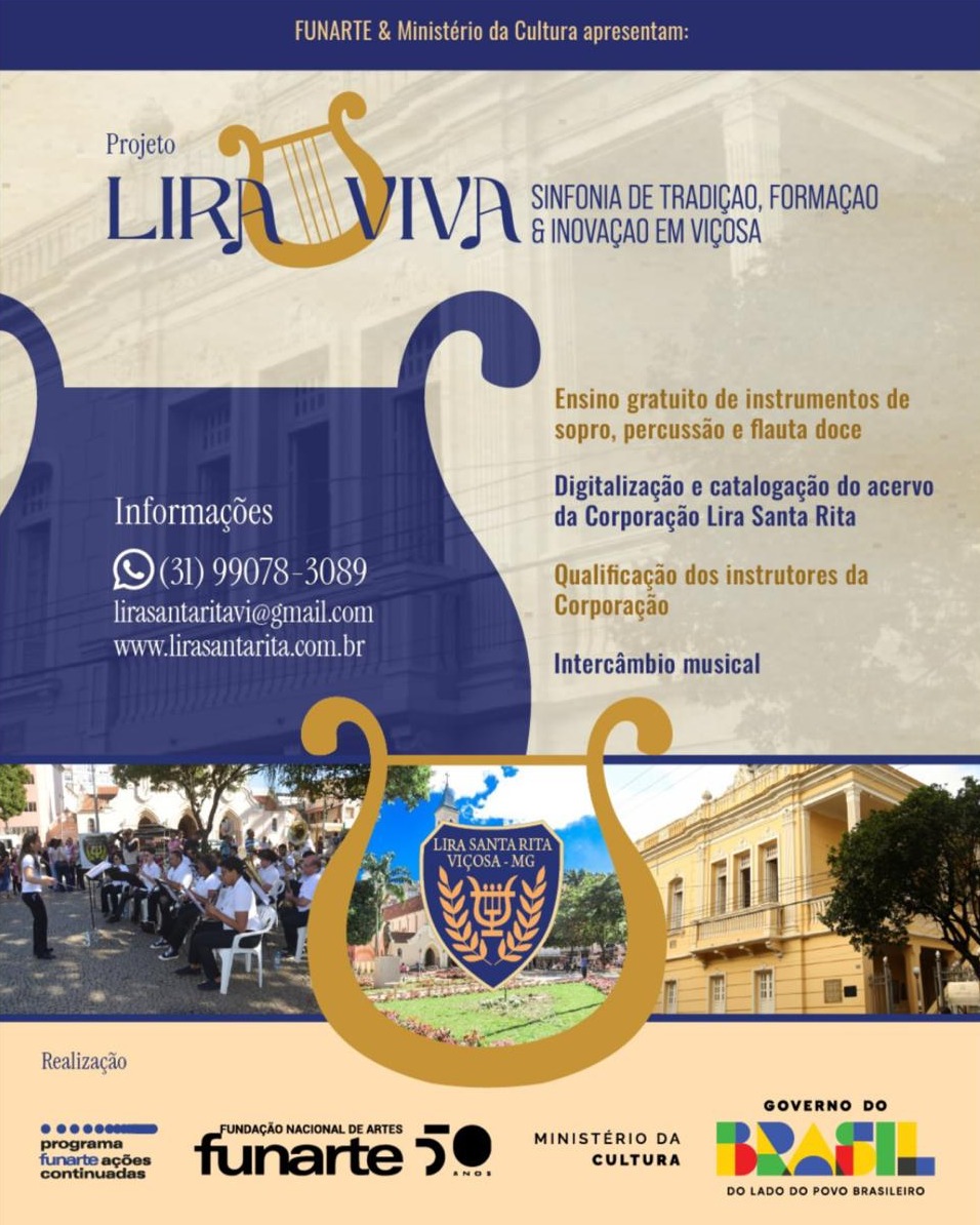 Lira Santa Rita recebe R$ 100 mil da Funarte para projeto cultural em Viçosa