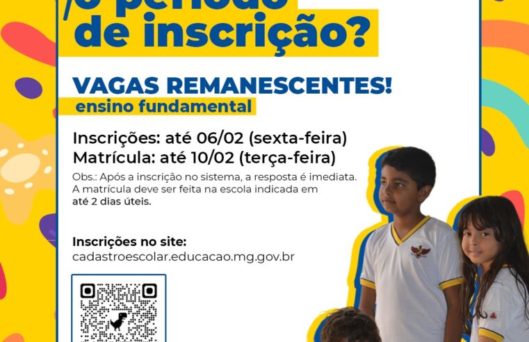 Educação abre inscrições para vagas remanescentes do ensino fundamental em Viçosa