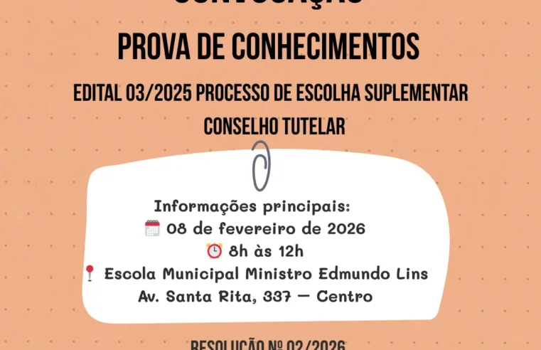 CMDCA convoca candidatos para prova do Processo Suplementar do Conselho Tutelar em Viçosa