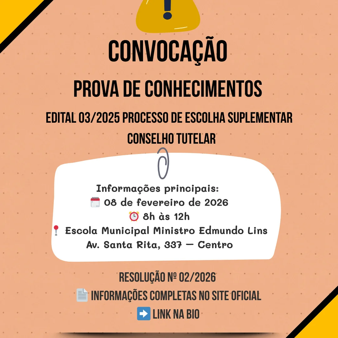 CMDCA convoca candidatos para prova do Processo Suplementar do Conselho Tutelar em Viçosa
