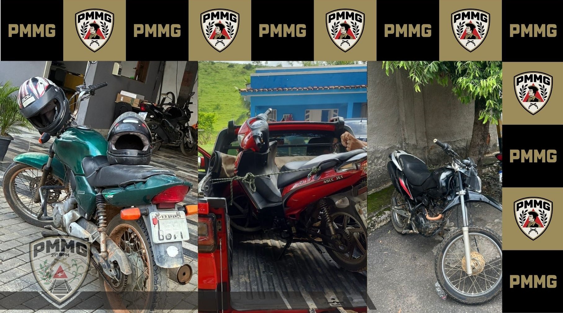 Operação pré-Carnaval recupera 3 motos furtadas e roubadas em Visconde do Rio Branco