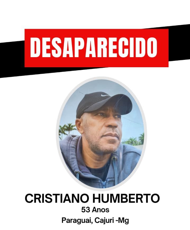 Homem de 53 anos desaparece em Cajuri; familiares mobilizam buscas