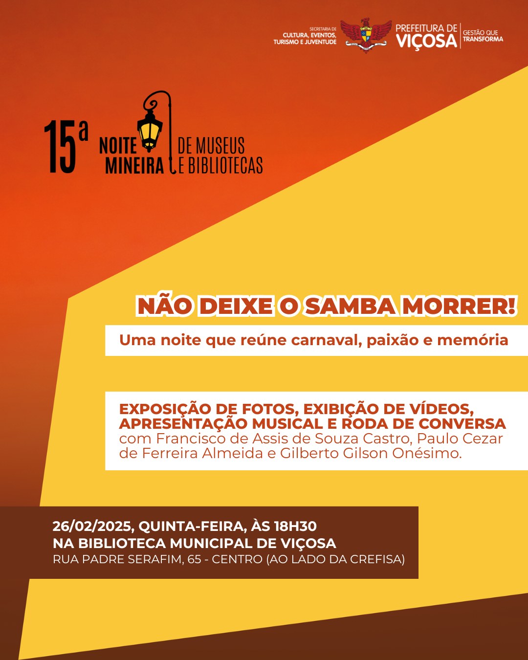 Biblioteca Municipal Dr. Mário Dutra dos Santos sedia abertura da Noite Mineira 2026