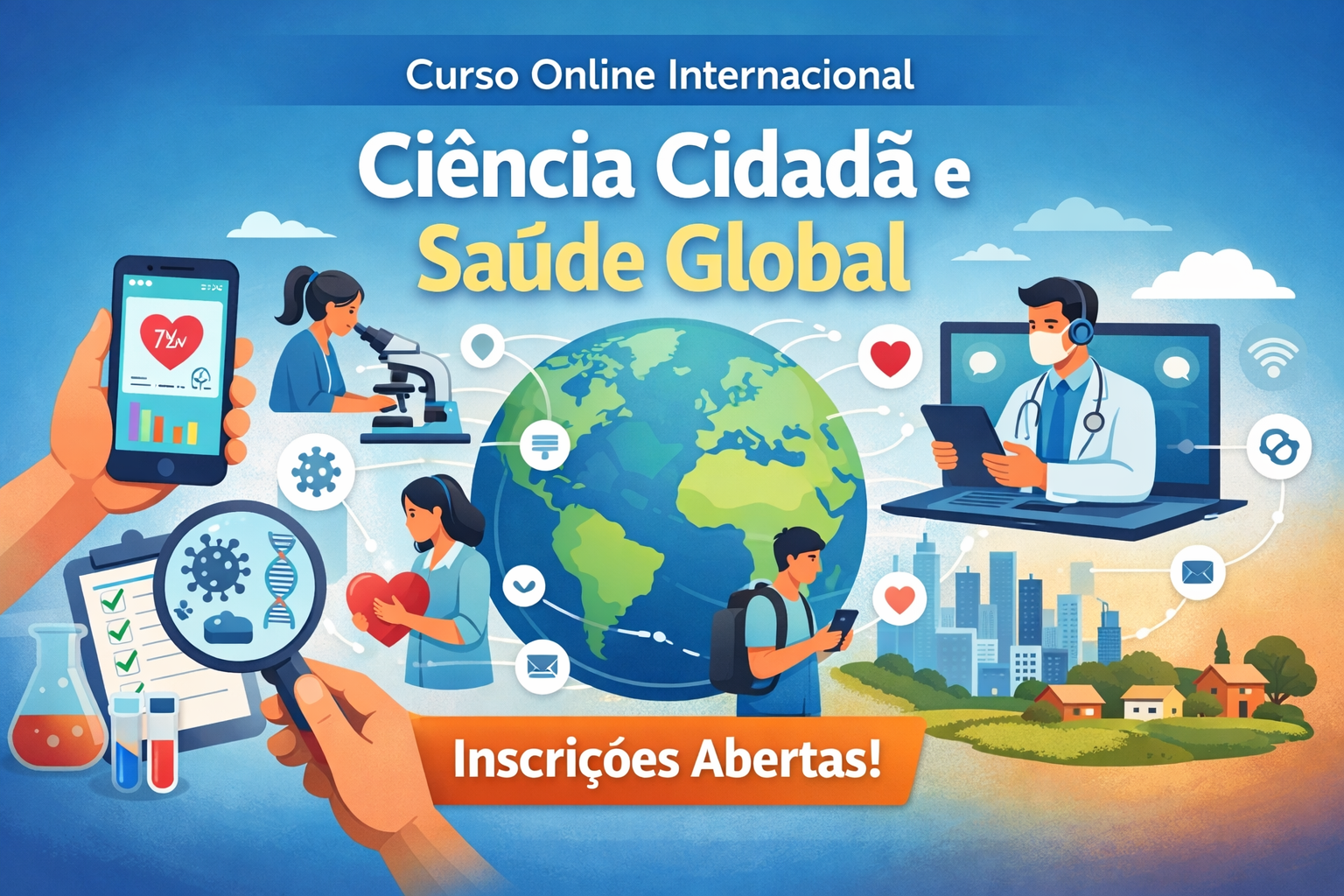 Curso on-line internacional sobre Ciência Cidadã e Saúde Global integrado pela UFV, abre inscrições até 10/02
