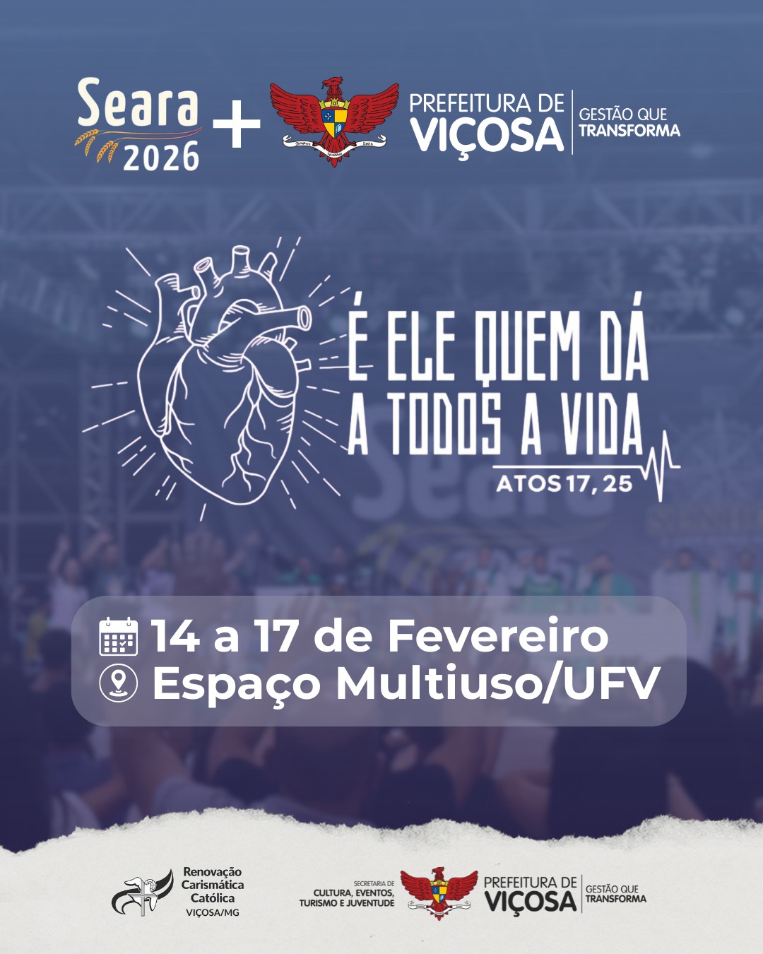 Seara 2026 reúne fiéis em Viçosa durante o período de Carnaval