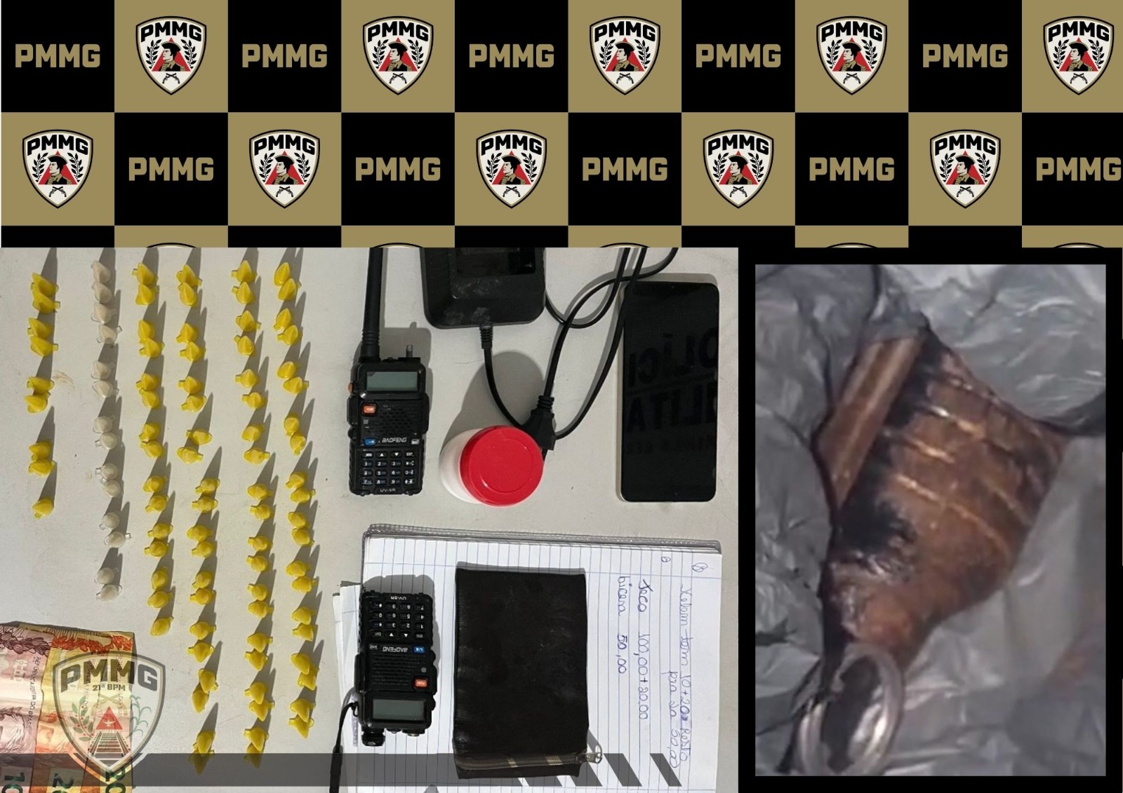 Polícia Militar apreende adolescente e prende mulher por tráfico, posse de explosivo e corrupção de menores em Ubá