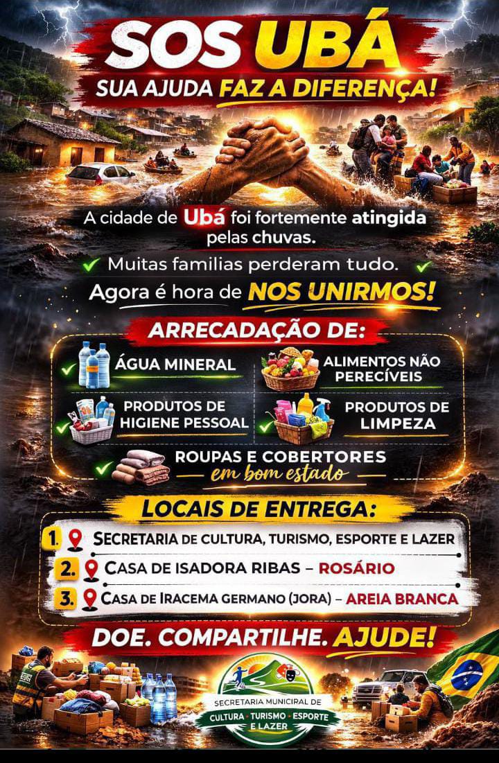 Campanha de arrecadação mobiliza ajuda para vítimas das chuvas em Ubá