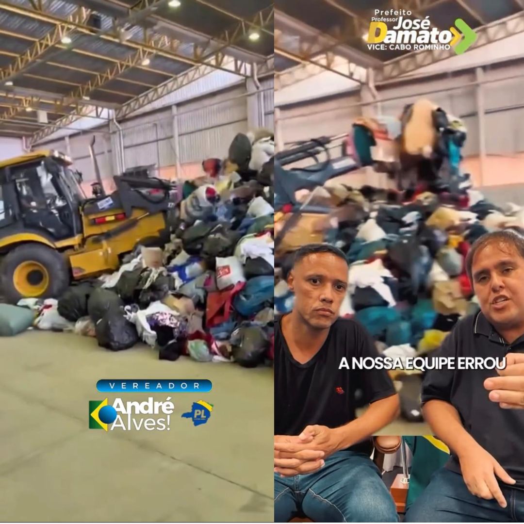 Vídeo de retroescavadeira manuseando doações gera revolta e pedido de desculpas da Prefeitura de Ubá