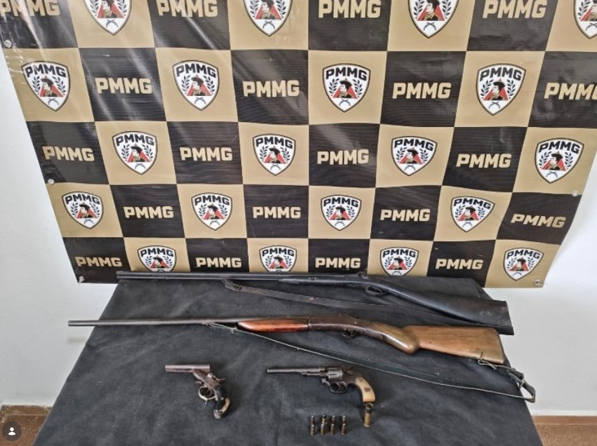 Polícia Militar apreende armas e munições em residência na zona rural de Araponga