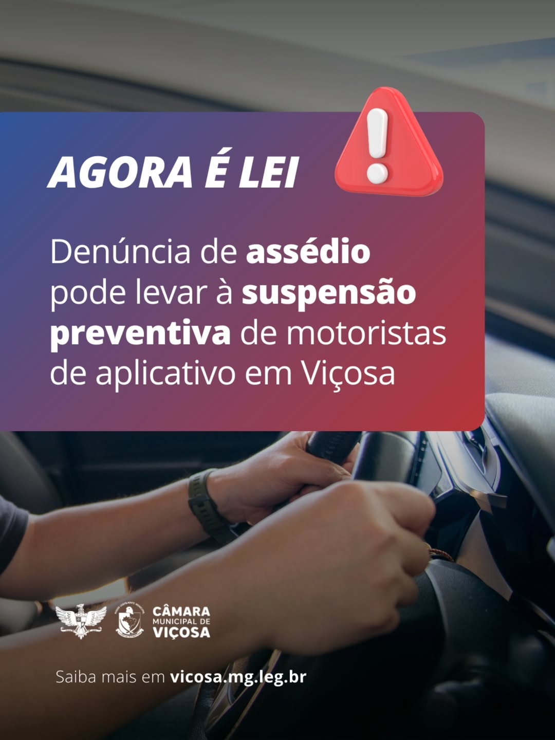 Lei permite suspensão preventiva de motoristas de aplicativo em casos de denúncia de assédio em Viçosa