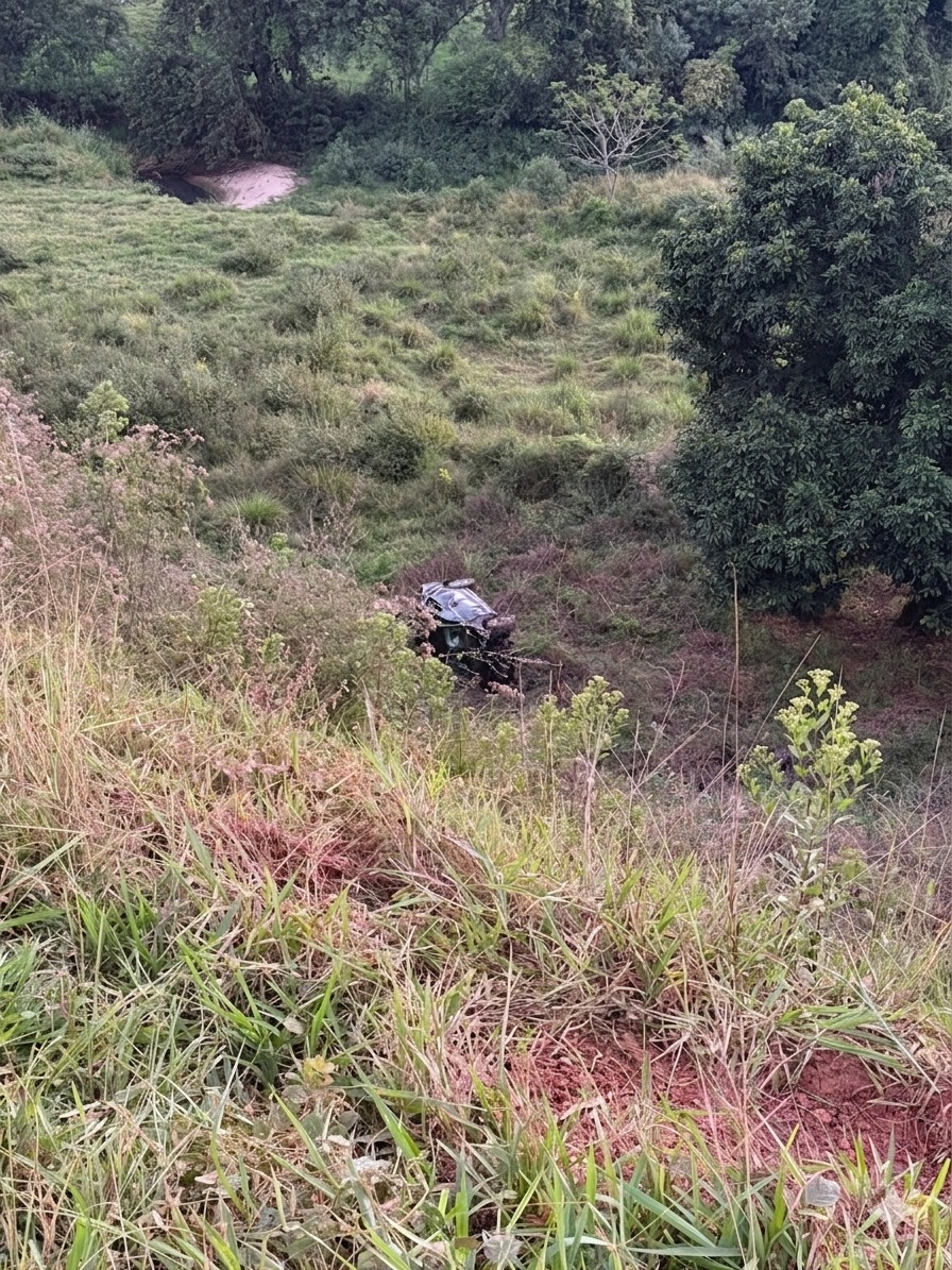 Motorista fica ferido após capotamento na MGC-120 entre Coimbra e São Geraldo