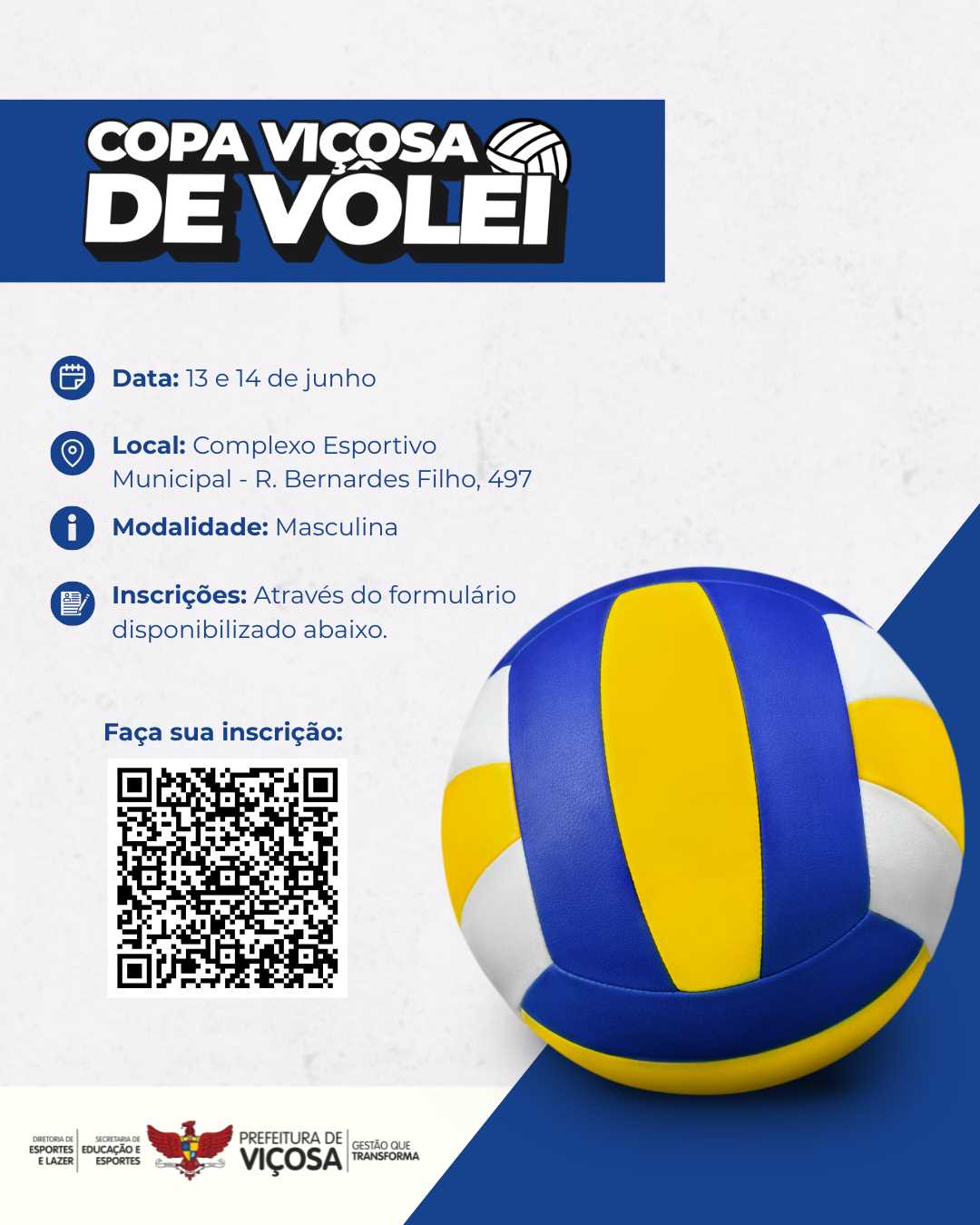 Inscrições abertas para o Torneio Viçosa de Vôlei Masculino
