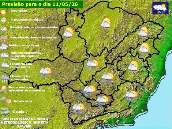 Frente fria avança sobre Minas Gerais e provoca queda de temperatura na Zona da Mata
