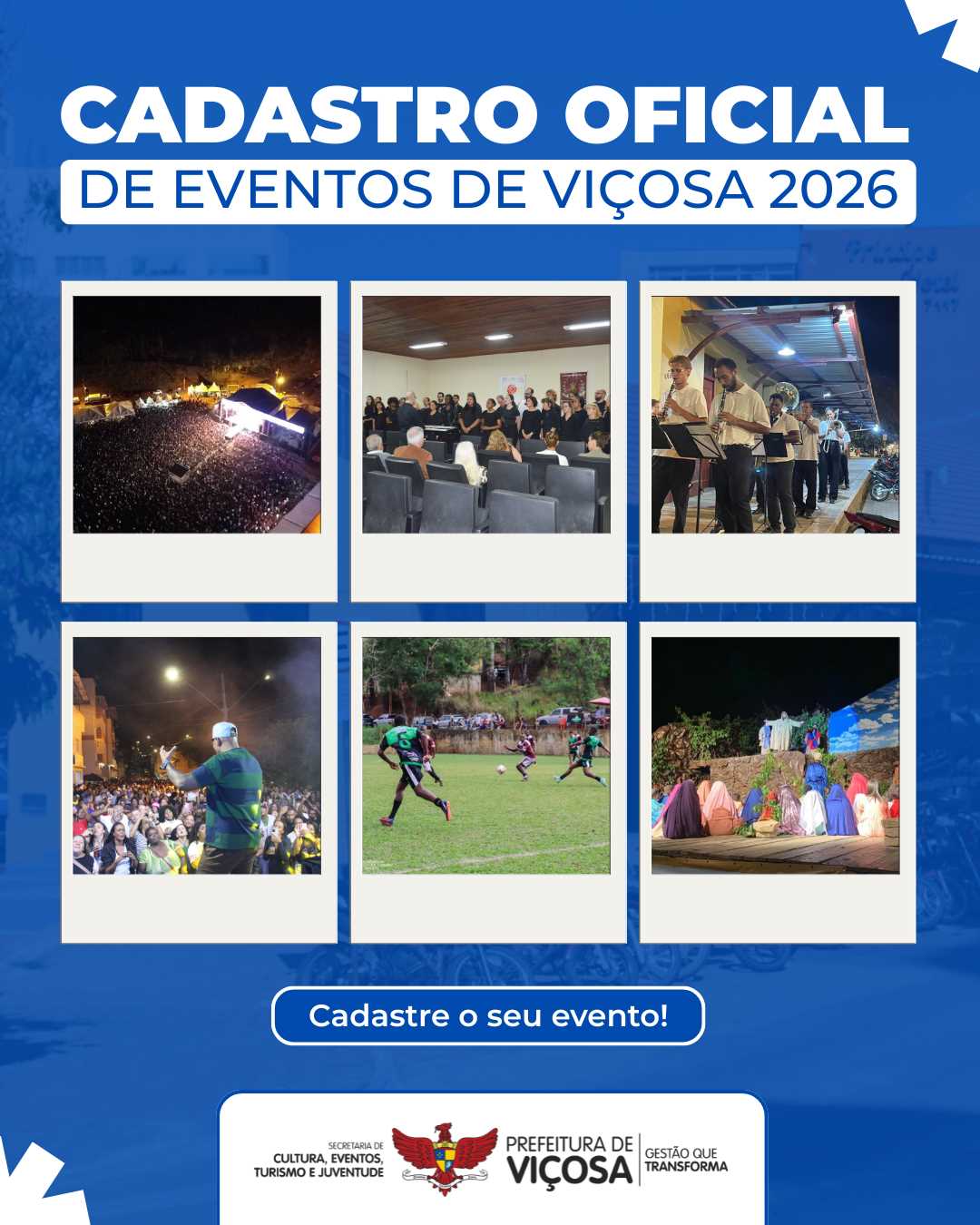 Cadastro oficial de eventos é aberto em Viçosa para organização do calendário municipal