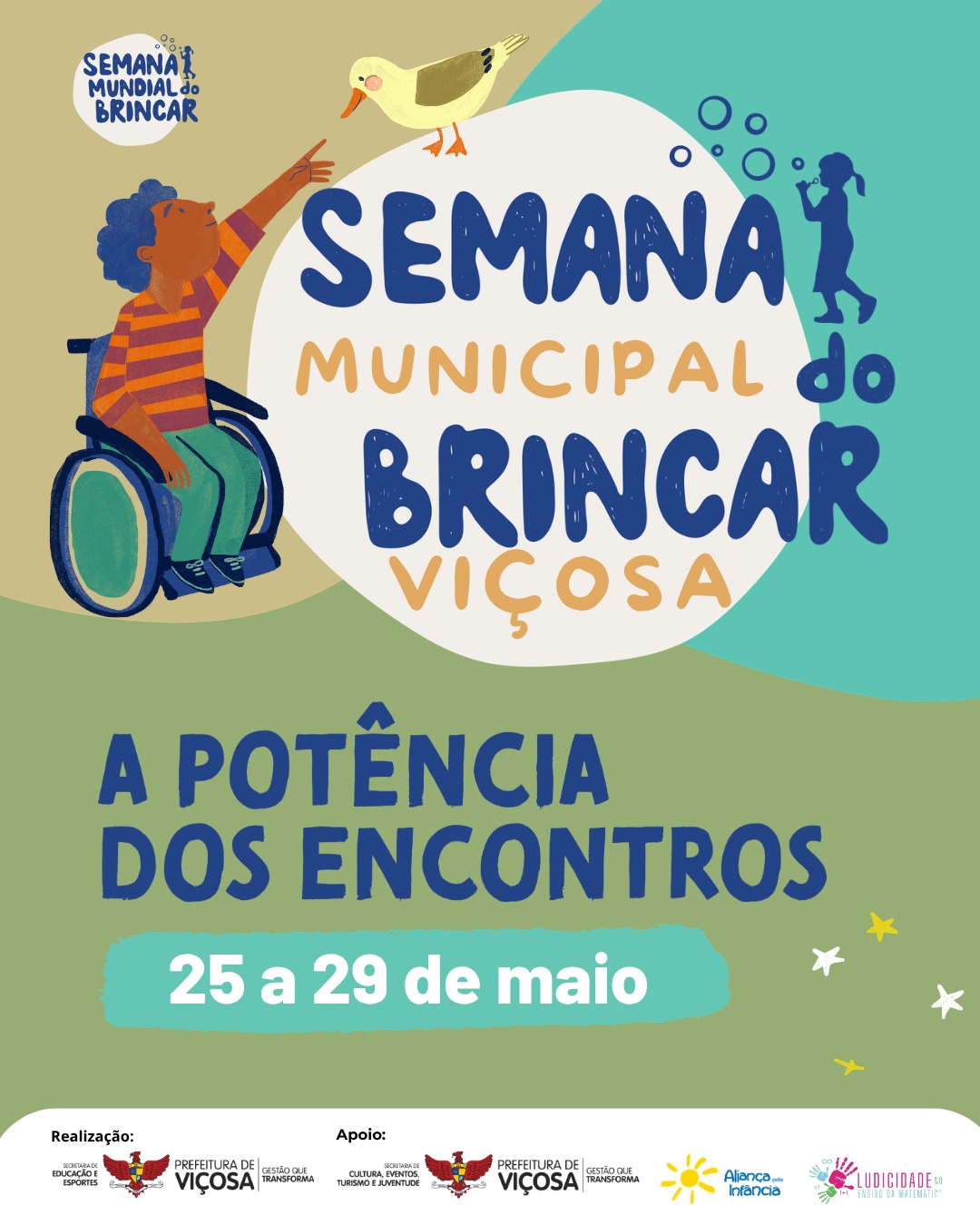Semana Municipal do Brincar começa nesta segunda-feira em Viçosa com programação em escolas e evento cultural
