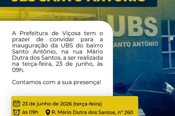 UBS do bairro Santo Antônio será inaugurada na terça-feira, 23