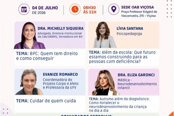 Roda de conversa sobre famílias atípicas será realizada em Viçosa no dia 04 de julho