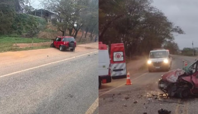 Motorista morre em colisão entre dois carros na MG-353, em Rio Pomba
