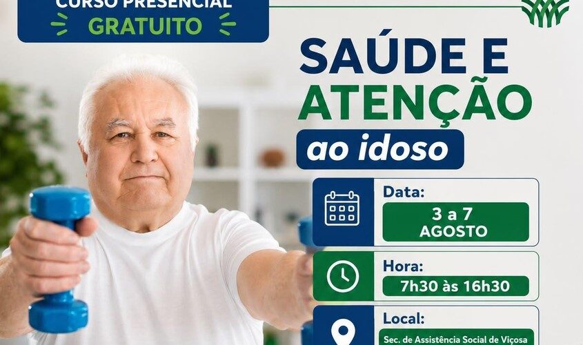 Curso gratuito sobre saúde e atenção ao idoso abre inscrições em Viçosa