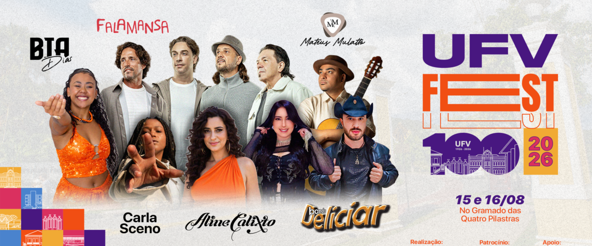 Neste final de semana, UFV Fest 100 terá shows gratuitos na praça das Quatro Pilastras