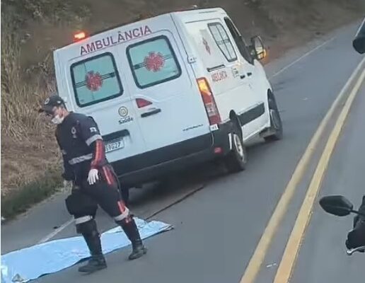 Acidente entre caminhão e moto deixa um morto na MGC-120, entre Coimbra e São Geraldo