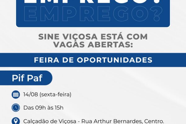 Sine Viçosa realiza Feira de Oportunidades nesta sexta-feira