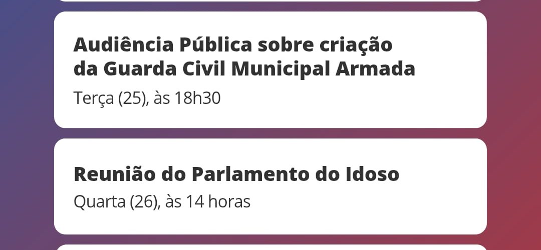 Câmara de Viçosa tem reunião ordinária e três atividades na agenda desta semana