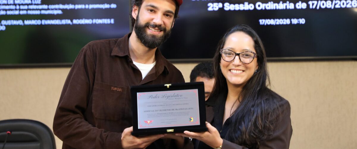 Câmara de Viçosa homenageia Associação de Skatistas durante reunião ordinária