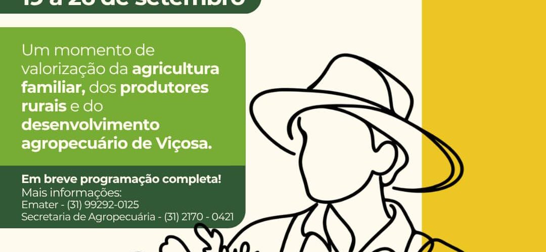 Agricultura Familiar terá semana de atividades em Viçosa