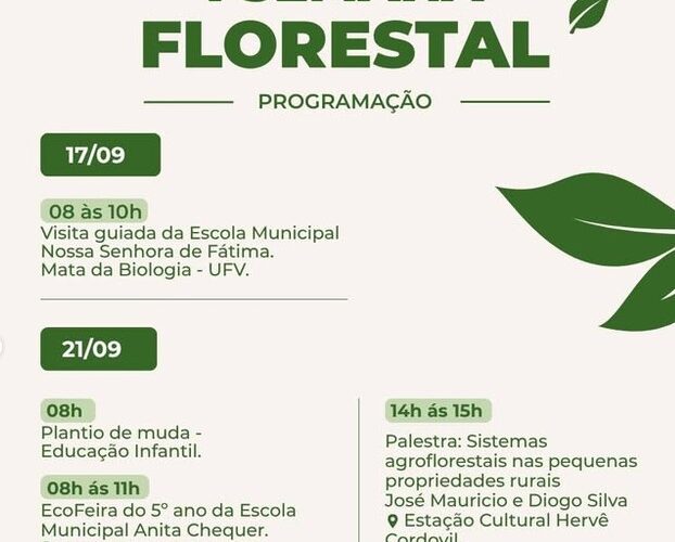 Viçosa realiza I Semana Florestal com ações em escolas, praças e espaços da UFV