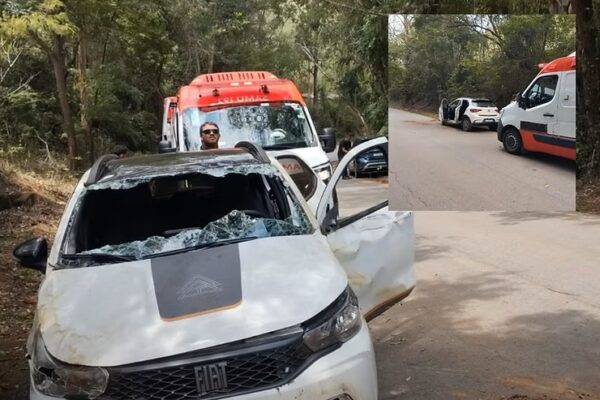 Mulher de Visconde do Rio Branco fica presa em veículo após capotamento na MGC-265