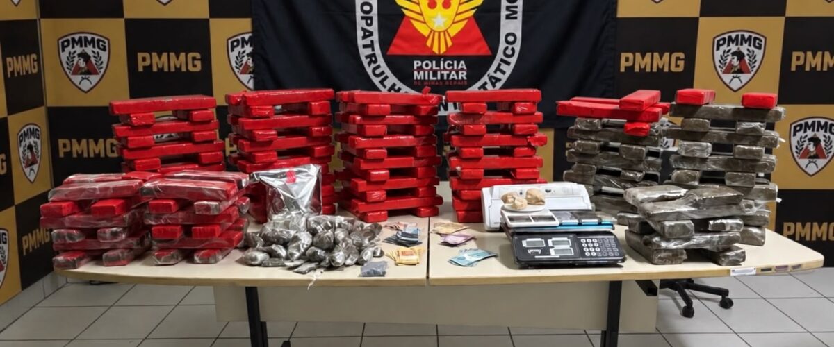 Polícia apreende 172 barras de maconha e prende dois homens em Ubá