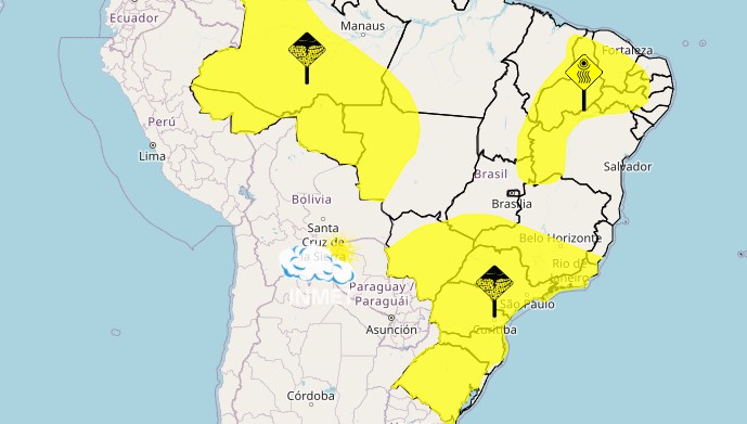 INMET emite alerta amarelo para risco de tempestades em Viçosa nesta quinta-feira
